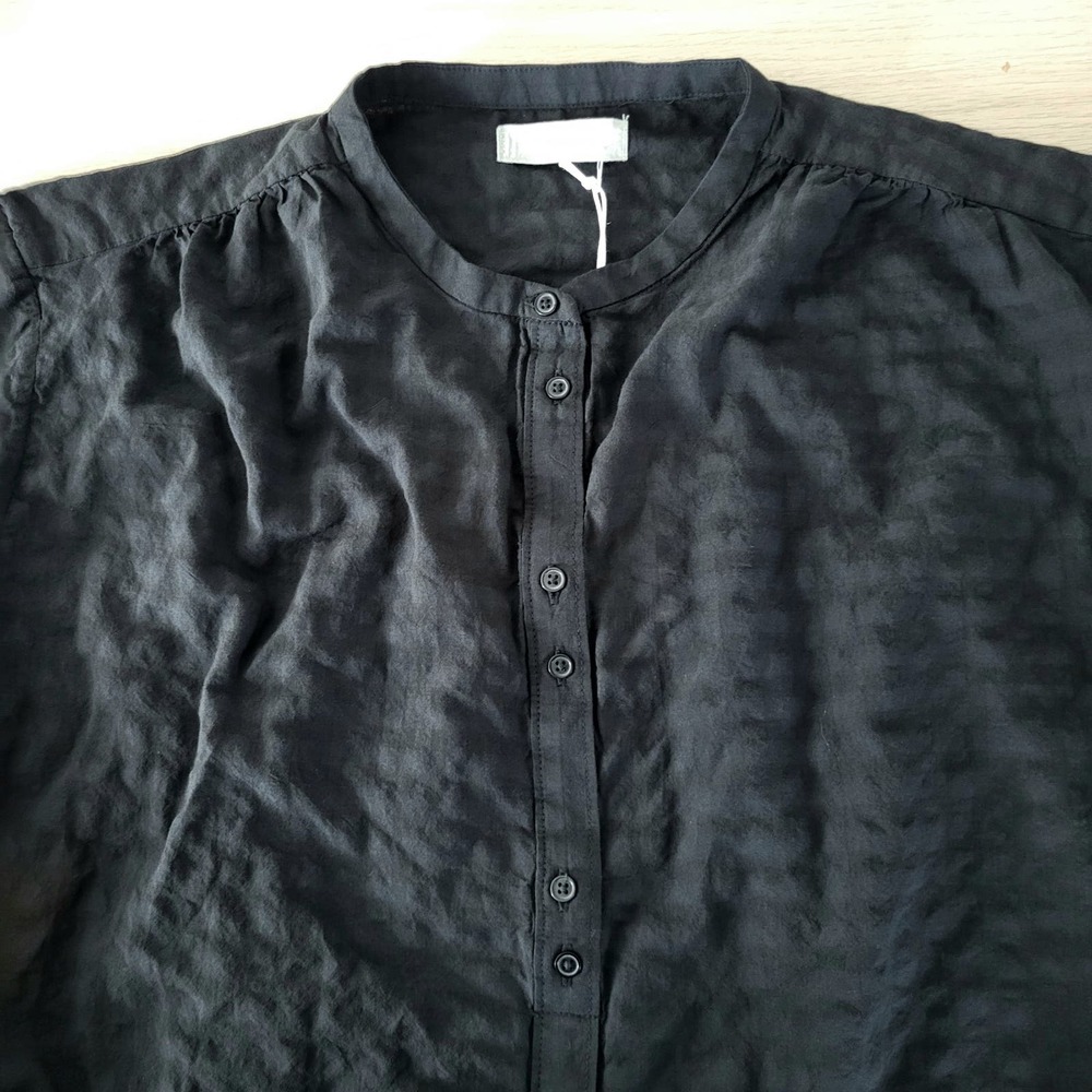 Everlane The Caftan Dress Black Check Button Front Lightweight Side Slits Medium - Picture 9 of 14